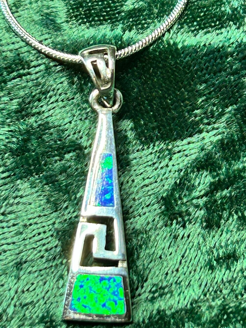 Aztec Fire Opal Pendant Necklace 925 Sterling Silver 18" Chain New